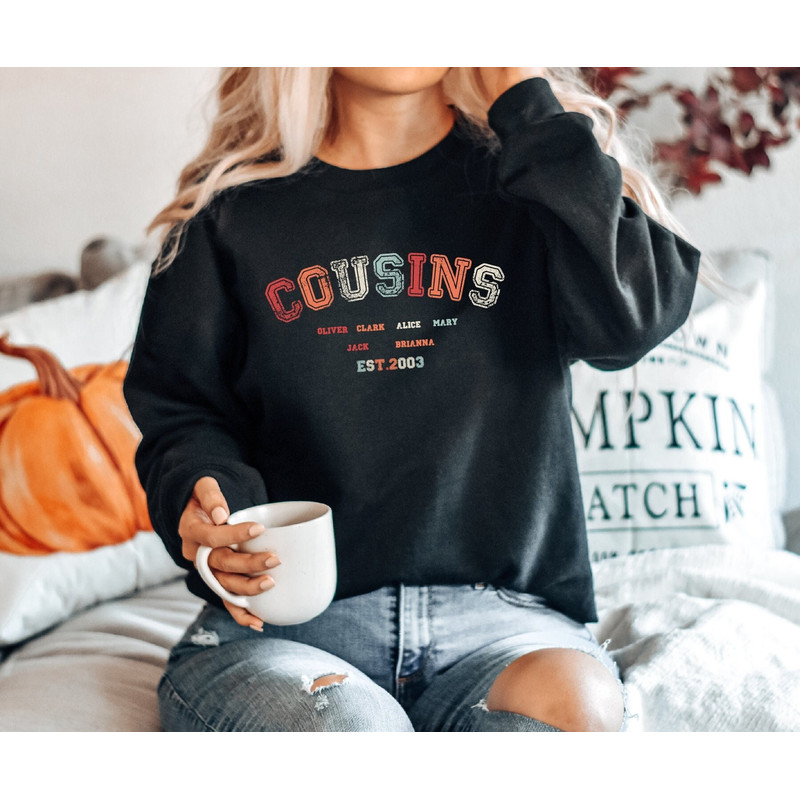 Cousin Crew Sweatshirt with Custom Names, Retro Cousin Hoodie, Matching Cousin Sweater, Cousin Gift, Retro Cousin Crew Sweatshirts,A008.jpg