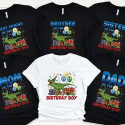 t-rex birthday boy family matching shirt, dinosaur birthday shirts, kids birthday party gift, m324