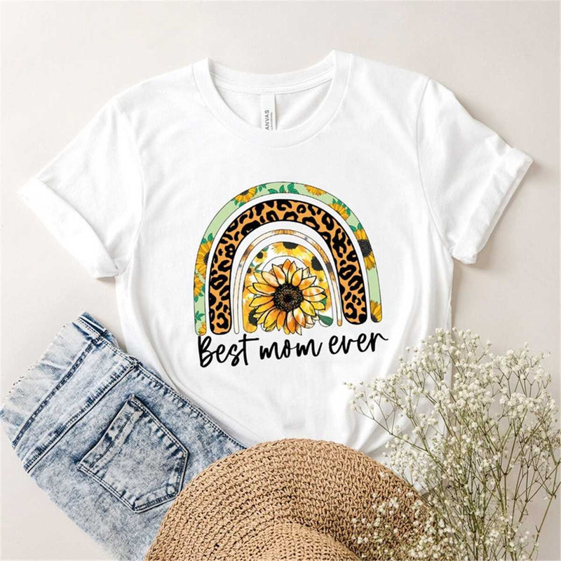 Best Mom Ever Shirt, Mom Shirt, Mama T-Shirt, Mother's Day Shirt, Mom Life Shirt, Sunflower Leopard Mom Tee.jpg