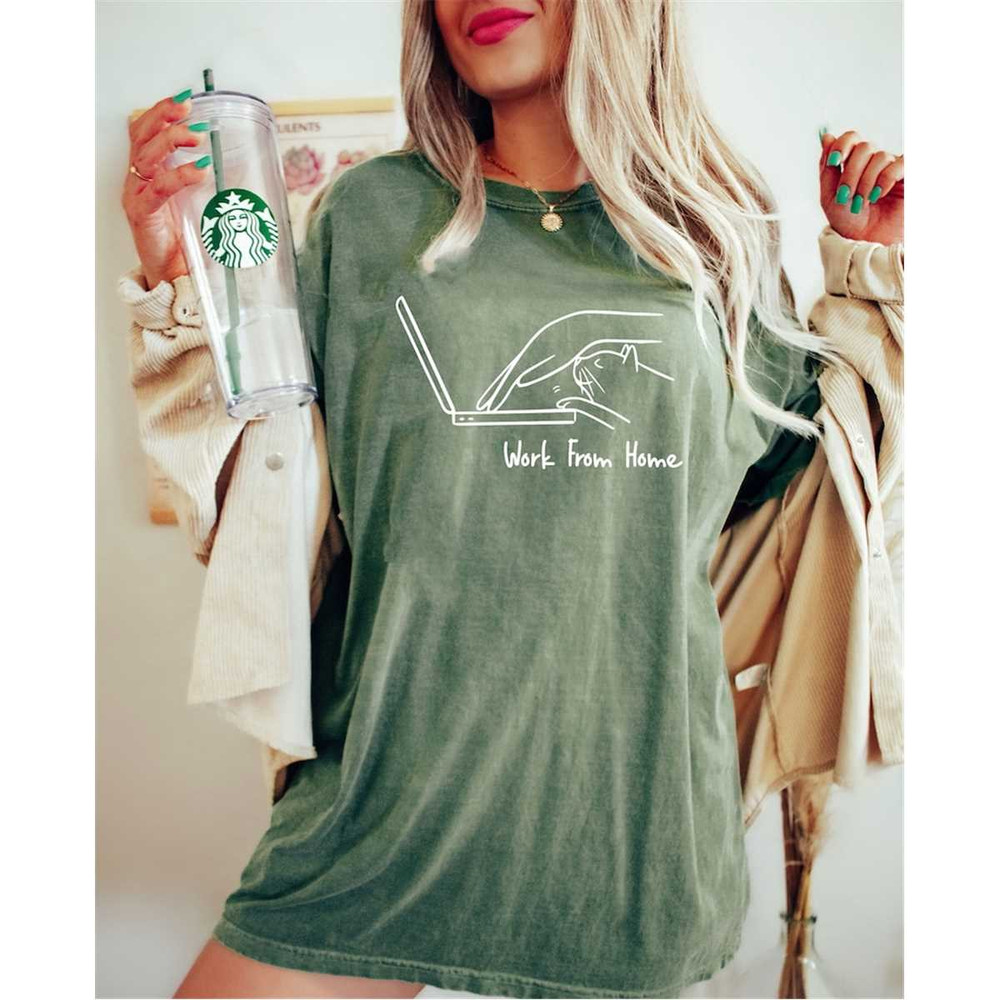 Comfort Colors Home Office Life Shirt Gift For Cat Owners, Work From Home Shirt, WFH Shirt, Cat Lover Tee, Cat Mom Shirt.jpg