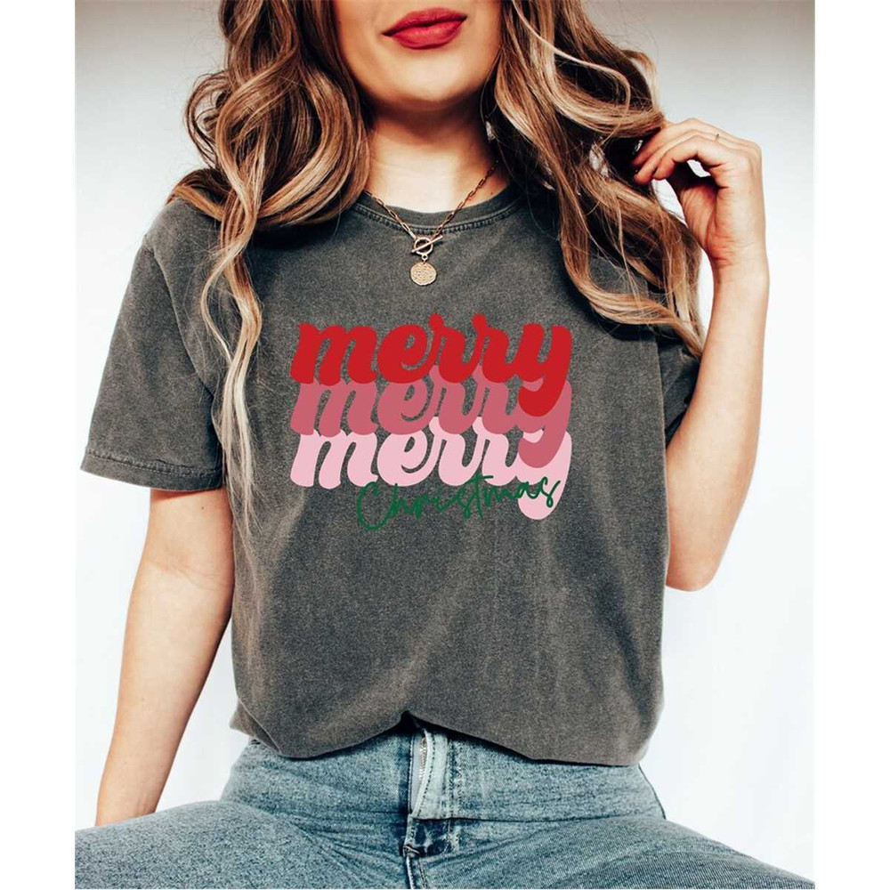 Comfort Colors Merry Christmas Shirt, Cute Christmas Shirt, Happy Christmas Tee, Christmas Family Shirt, Christmas Gift,.jpg