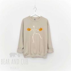 crewneck for women skeleton dancing halloween, skeleton halloween sweater, fall sweatshirt, vintage halloween sweatshirt