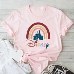 disney rainbow castle shirt, disney vintage ,disney family shirt, disney castle shirt, disney retro shirt,disneyworld sh