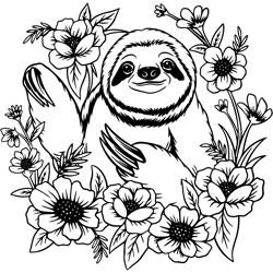 sloth with flowers svg, sloth svg, sloth flower svg, sloth head svg, sloth