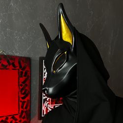 Egyptian Black Anubis Mask, Cosplay Face Mask Costume, Wolf Head Jackal Animal Masquerade mask