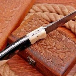 Outdoor Wildlife Camping Hunting Knife, Survival Knife Fix Blade Damascus Knives