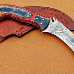 Full Tang Hand Forged Damascus Steel Karambit Knife W/ Exotic Wood Handle JWK