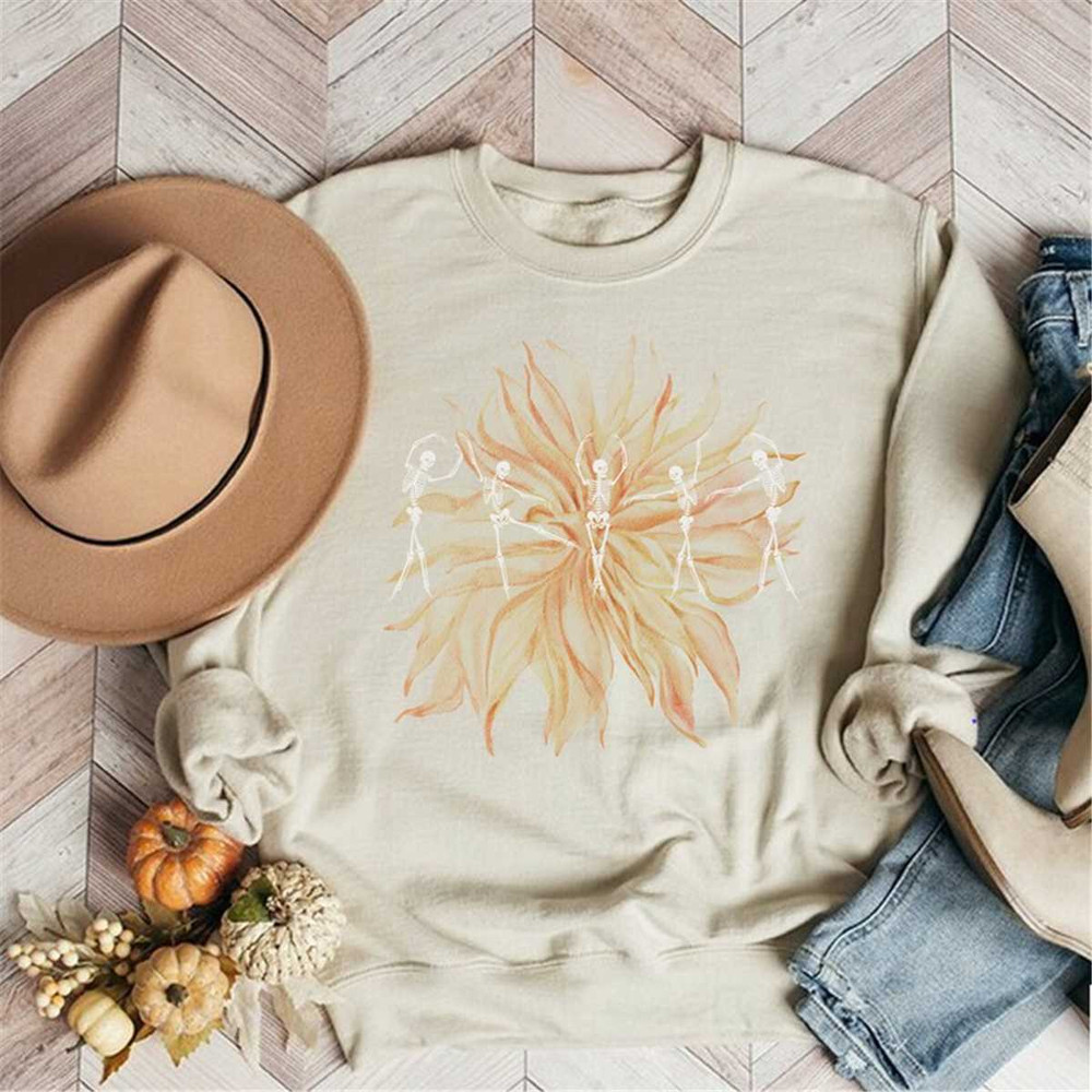 Floral Skeleton Crewneck, Floral Sweatshirt, Retro Halloween Sweater, Vintage Floral Halloween Sweatshirt, Retro Fall S.jpg