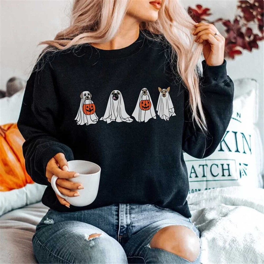 Halloween Dog Sweatshirt, Ghost Crewneck, Ghost Dog Sweatshirt, Ghost Sweater, Halloween Dog Sweatshirt, Ghost Dog Shirt.jpg
