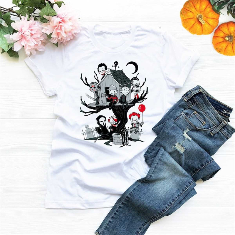 Halloween Horror Park Tree House Shirt, Movie Famous Killers Chibi Tree House Shirt, Halloween Friends Shirt,Friends Hor.jpg