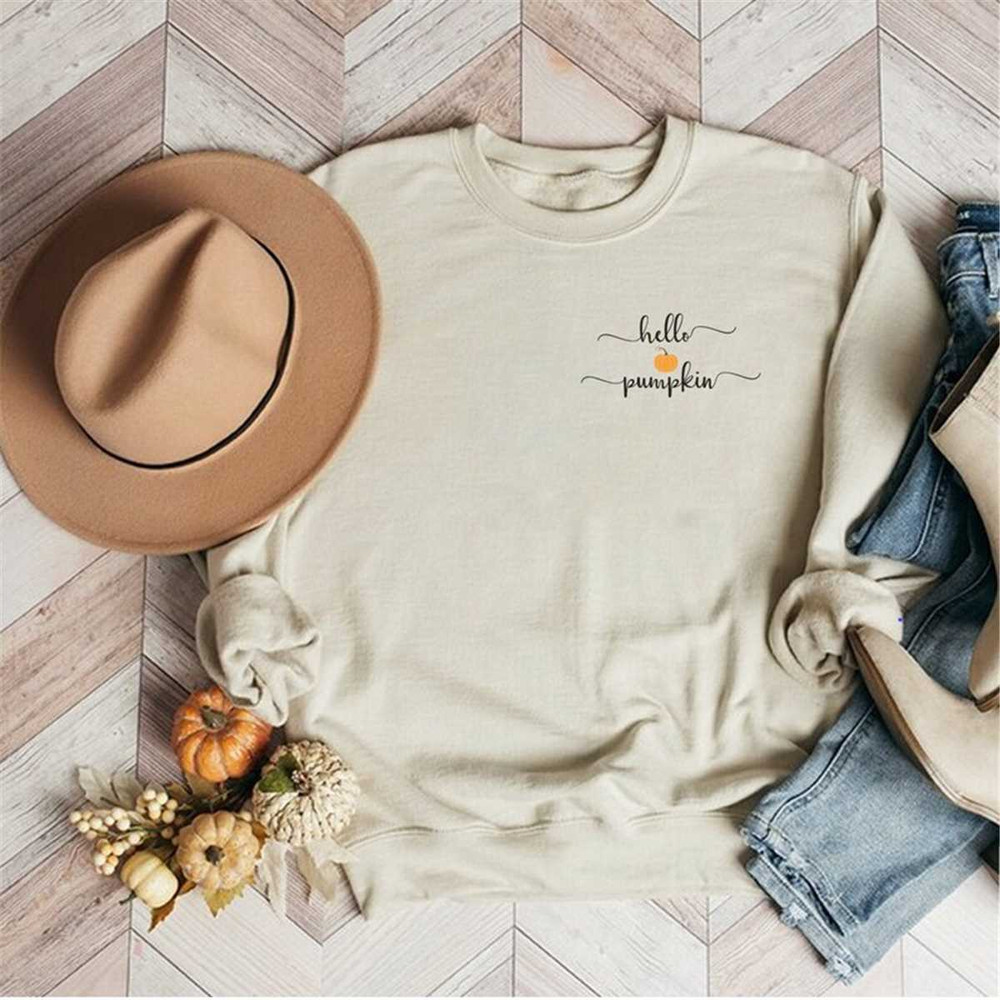 Hello Pumpkin Fall Crewneck Sweatshirt, Oversized Sweatshirt, Halloween Crewneck, Thanksgiving Sweatshirt, Pumpkin Shirt.jpg