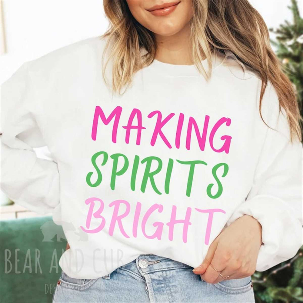 Making Spirits Bright Sweatshirt for Women, Bright Christmas Sweater, Colorful Christmas Crew, Holiday Sweater, Making S.jpg