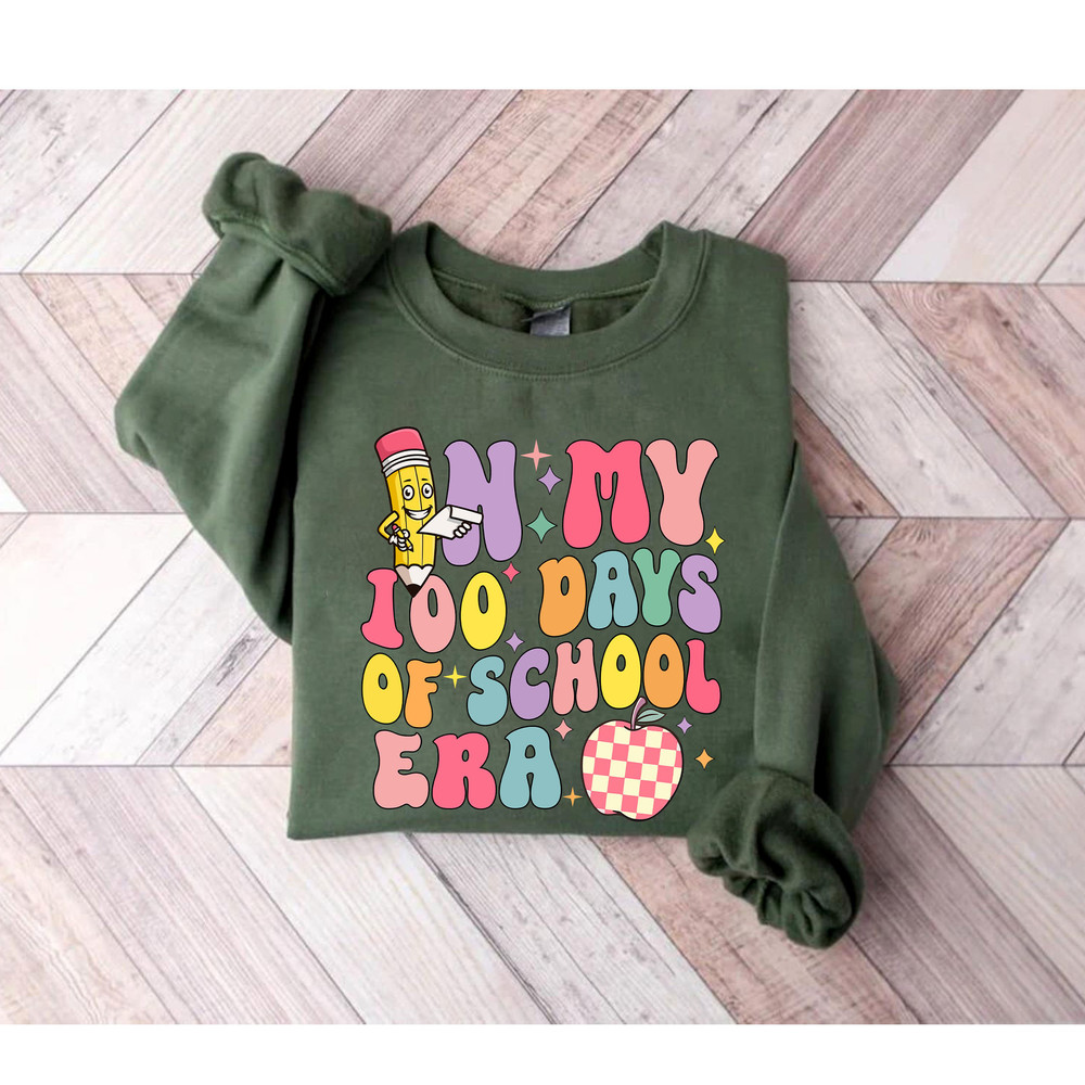 In My 100 Days of School Era Sweatshirt, In My Teacher Era Shirt, 100 Days Of School T Shirt, Teacher Appreciation Crewneck New Teacher Gift 1.jpg
