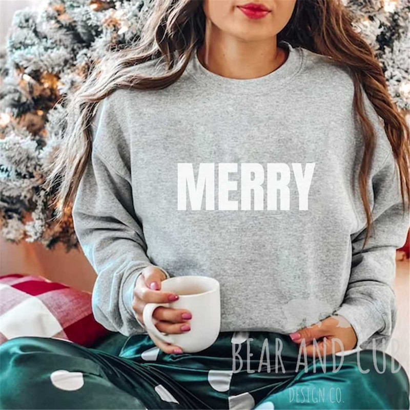 Merry Crewneck Sweatshirt, Merry Christmas Sweatshirt, Christmas shirt for Women, Christmas Crewneck, Holiday Sweater Ch.jpg