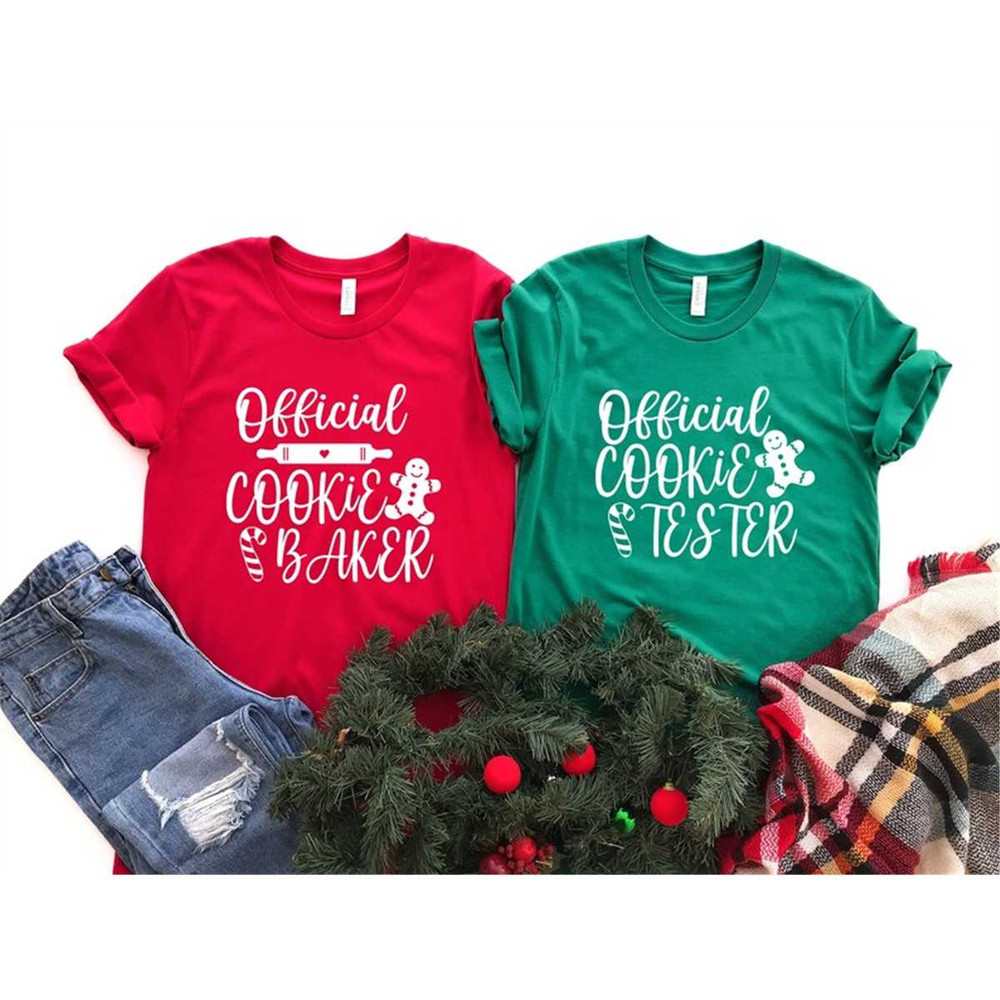 Official Cookie Baker Shirt, Official Cookie Tester Shirt, Christmas Couple Shirt, Matching Family T-Shirt, Christmas Gi.jpg