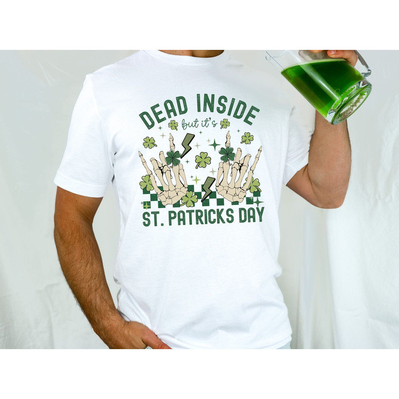 Funny St Patrick's Day Shirts, St Pattys Skeleton Shirt, Spooky Saint Patricks Day Gift, Four Leaf Clover Genderneutral Tshirt, Party Outfit.jpg