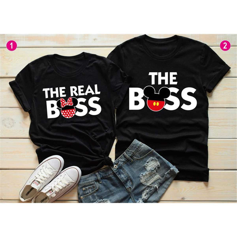 The Boss And The Real Boss Shirt, Mickey And Minnie Couples Shirt, Disney Matching Shirt, Disney Couple Shirts, Family M.jpg