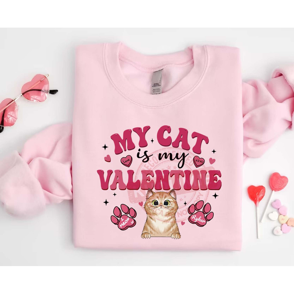 Personalized Valentine Cat Sweatshirt, Custom Cat Valentine Shirt, Cat Lover Shirt, Valentines Day Shirt, Cat Mom Shirt, Cat Mom Sweatshirt.jpg