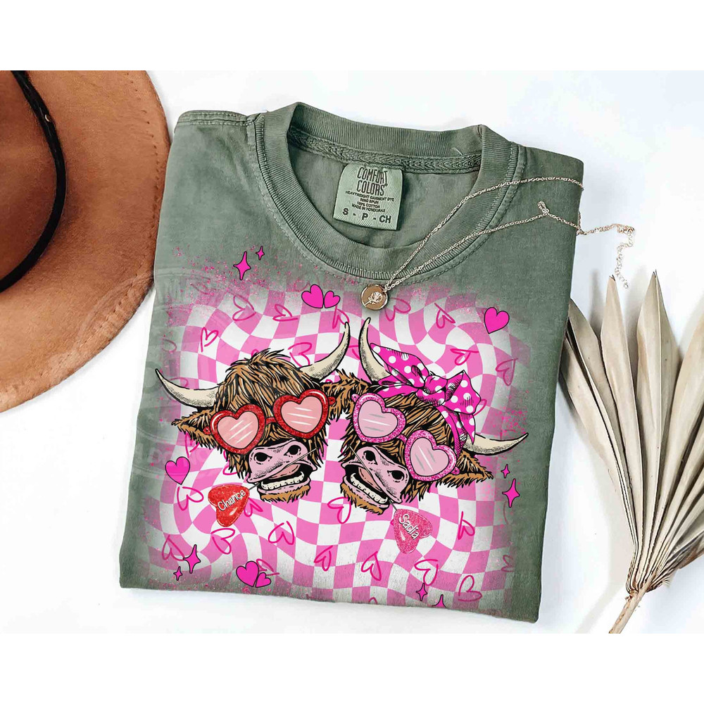 Personalized Valentine Couple Cow Sweatshirt, Valentine Cow Shirt, Faux Glitter Shirt, Heifer Valentine Shirt, Western Valentine Sweatshirt.jpg