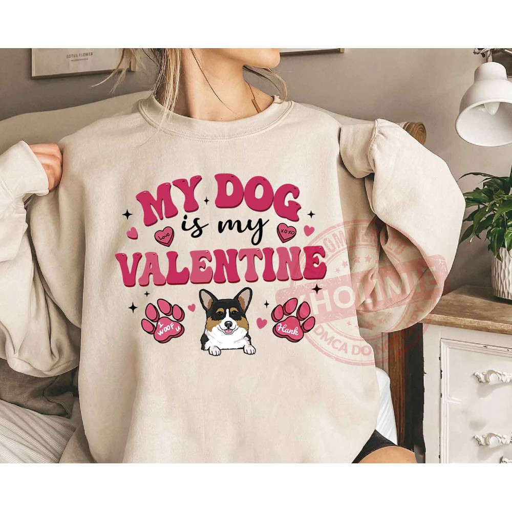 Personalized Valentine Dog Sweatshirt, Custom Dog Valentine Shirt, Dog Lover Shirt, Valentines Day Shirt, Dog Mom Shirt, Dog Mom Sweatshirt.jpg