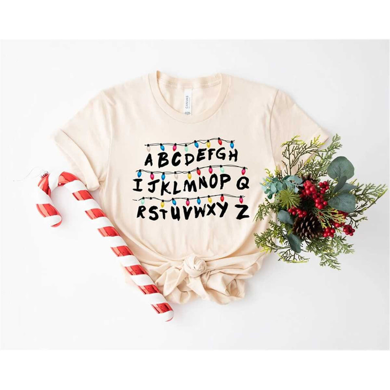 Christmas Light Alphabet T-Shirt, Christmas Doodle Teacher, Teaching Shirt, Christmas Teacher Gift, Christmas Alphabet T.jpg