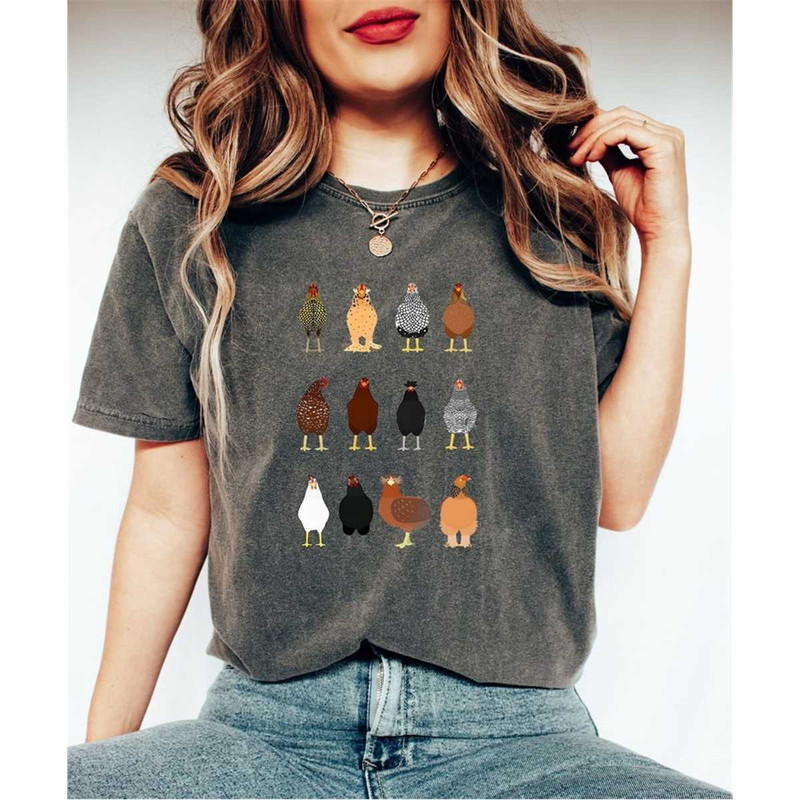 Comfort Colors Cute Chicken Breeds Shirt For Farmer, Funny Chicken Shirt, Chicken Mom Tee, Farm Girl Shirt, Farm Family.jpg