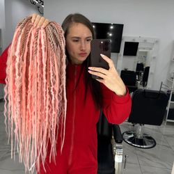 pink crochet dreads, curly dreads, textured dreads, braids mix 50pcs de (sku392)