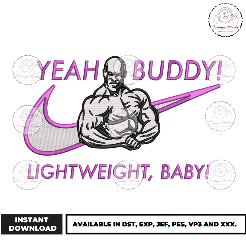 Yeah Buddy (Ronnie Coleman) Embroidery Design - Embroidery Market.png