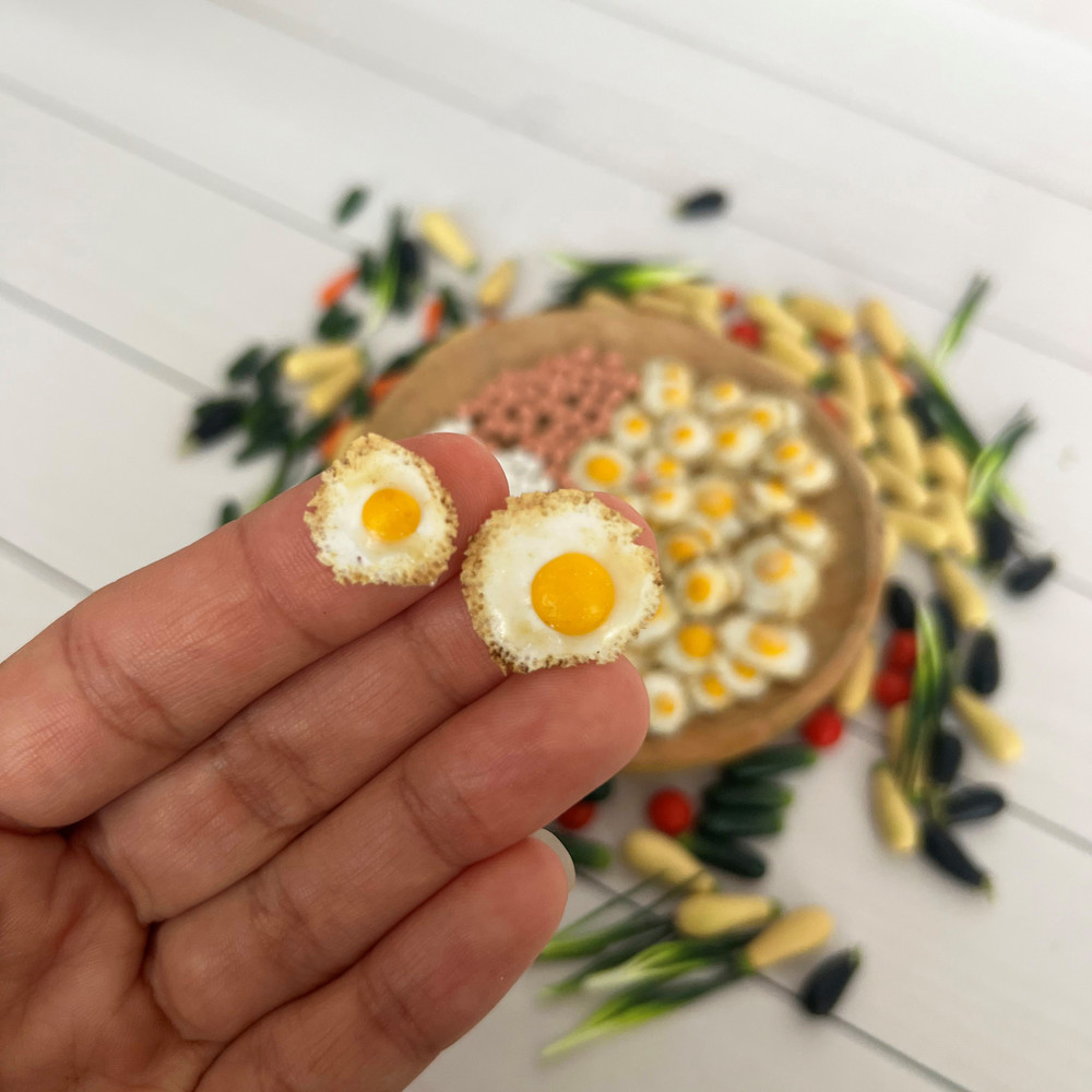 Miniature Eggs 16 Miniature Fried Egg Realistic Miniatures Food For Dolls Dollhouse Miniatures 5