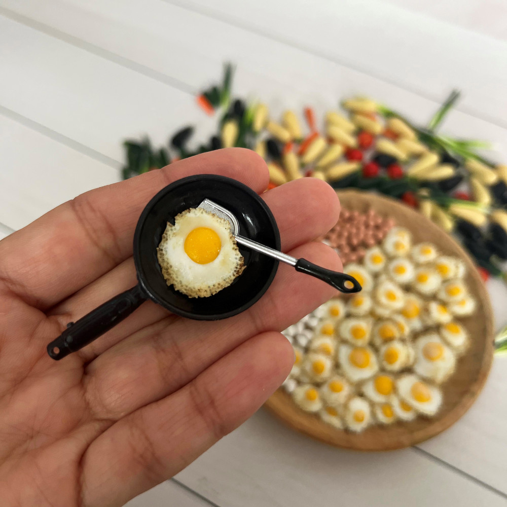 Miniature Eggs 16 Miniature Fried Egg Realistic Miniatures Food For Dolls Dollhouse Miniatures 7