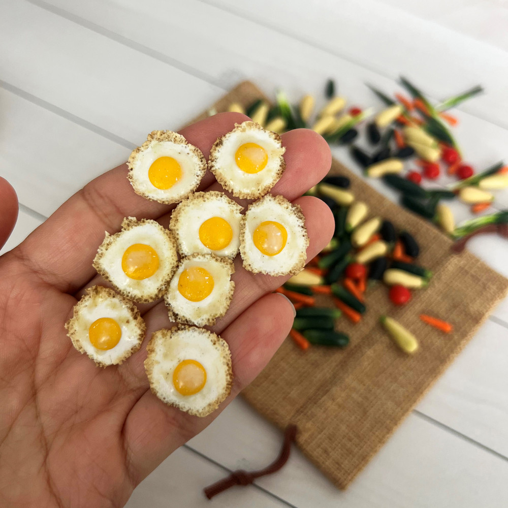 Miniature Eggs 16 Miniature Fried Egg Realistic Miniatures Food For Dolls Dollhouse Miniatures 8
