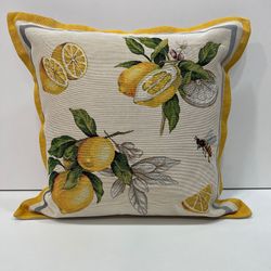 Lemon Cushion Cover 40x40 cm, Citrus Cushion Cover, Handmade Pillow Cover, Lemons Cushion Cover, Bee Cushion Cover