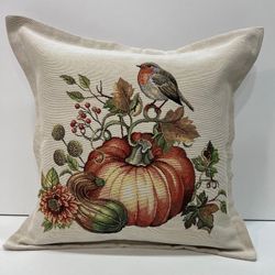 pumpkin cushion cover 40x40 cm, robin cushion cover, handmade pillow cover, sunflower cushion cover, fall cushion cover