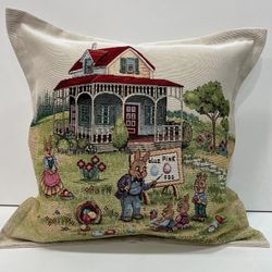 Bunny Family Cushion Cover 40x40 cm, Decorative Cushion Cover, Handmade Pillow Cover, Easter Cushion Cover, Cute Bunny
