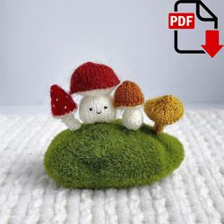 Tiny knitting mushrooms. Amigurumi pattern. English and Russian PDF.