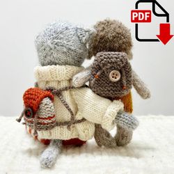 BACKPACK for toys and dolls. Knitting pattern. English and Russian PDF.