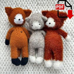 Foxy and Kitty 2 in 1 Knitting toys pattern. English and Russian PDF.