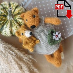 Dress up Fox knitting pattern. Amigurumi fox, Basic set of removable clothes. DIY knitting tutorial. English and Russian