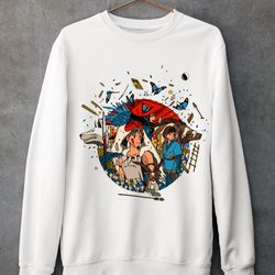 vintage studio ghibli princess mononoke anime shirt howls moving castle calcifer spirited away ghibli shirt sweatshirt h
