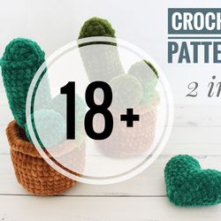 crochet pattern cactus penis toy love toy - amigurumi tutorial pdf file