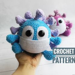 crochet pattern virus toy funny microbe toy quarantine toy halloween toys amigurumi tutorial pdf file