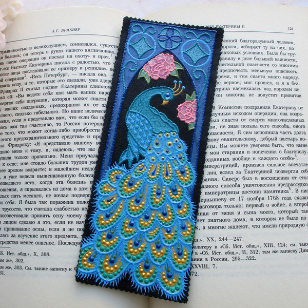Handmade-bookmark-peacock.JPG