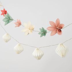 Origami Flowers LED 10 Bulb Battery Operated String Lights