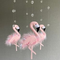 baby mobile girl, flamingo mobile, pink flamingo nursery decor, baby mobile, mobile for nursery decor