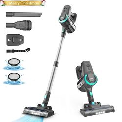 INSE Cordless Vacuum Cleaner,6 in 1 Powerful Stick Handheld Vacuum with 2200mAh Rechargeable Battery,20Kpa Vacuum Cleane