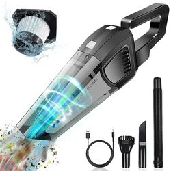 Handheld Vacuum Cleaner, 120W Cordless Portable duster Hand Vacuum for Car, Home, Wet or Dry Use, Black