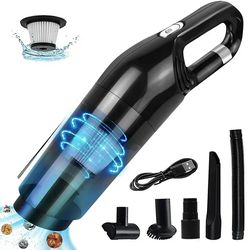 Handheld Vacuum, Mini Portable Rechargeable Car Vacuum Cleaner Cordless with 9000PA Powerful Suction, 5 Versatile Attach