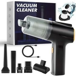 Cordless Car Vacuum Cleaner, 15KPa High Power Wet and Dry Portable Handheld Mini Car Vacuum Cleaner, Multi-Nozzles for C