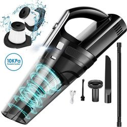 10000PA 6000mAh Powerful Wet Dry Car Vacuum Cleaner, USB Quick Charge With Two HEPA & LED Light