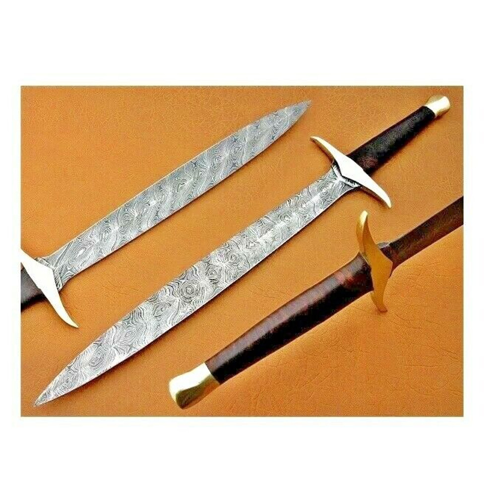 HISTORICAL Medieval VIKING SWORD 28 HANDMADE DAMASCUS STEEL W ROSE WOOD HANDLE (4).jpg